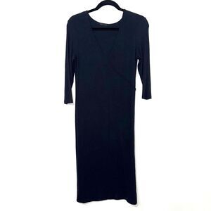 ATM Anthony Thomas Melillo Faux Wrap Midi Dress - Black O/S